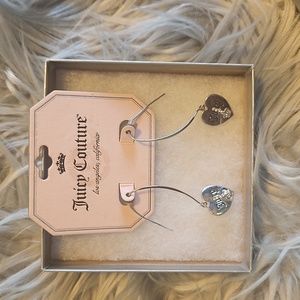 NWT JUICY COUTURE SILVER TONE EARRINGS HEART